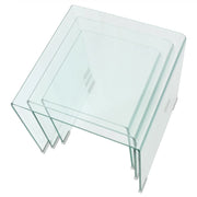 Bijzettafel set 3-dlg transparant gehard glas
