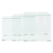 Bijzettafel set 3-dlg transparant gehard glas