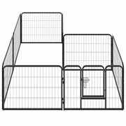 Hondenren met 8 panelen 80x60 cm staal zwart