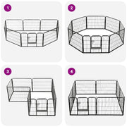 Hondenren met 8 panelen 80x60 cm staal zwart