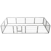 Hondenren met 12 panelen 80x60 cm staal zwart