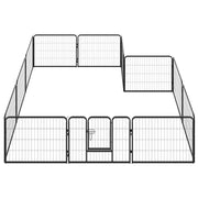 Hondenren met 12 panelen 80x60 cm staal zwart