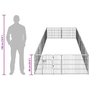 Hondenren met 12 panelen 80x60 cm staal zwart