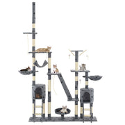 Kattenpaal met sisal krabpalen 230-250 cm pootafdrukken grijs