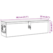 Aluminium kist 80,5x22x22 cm zilverkleurig