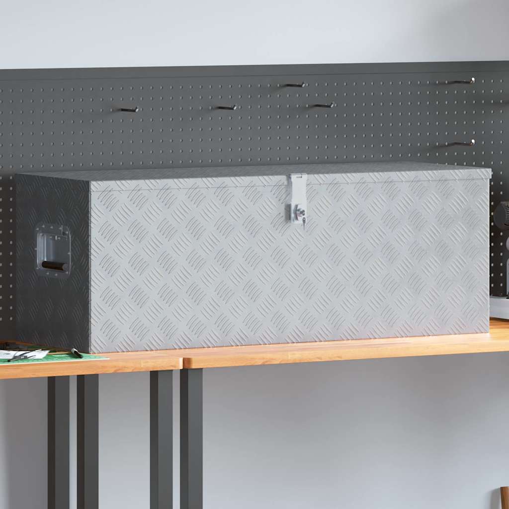 Aluminium kist 110,5x38,5x40 cm zilverkleurig