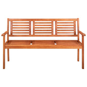Driezits tuinbank 150 cm massief eucalyptushout