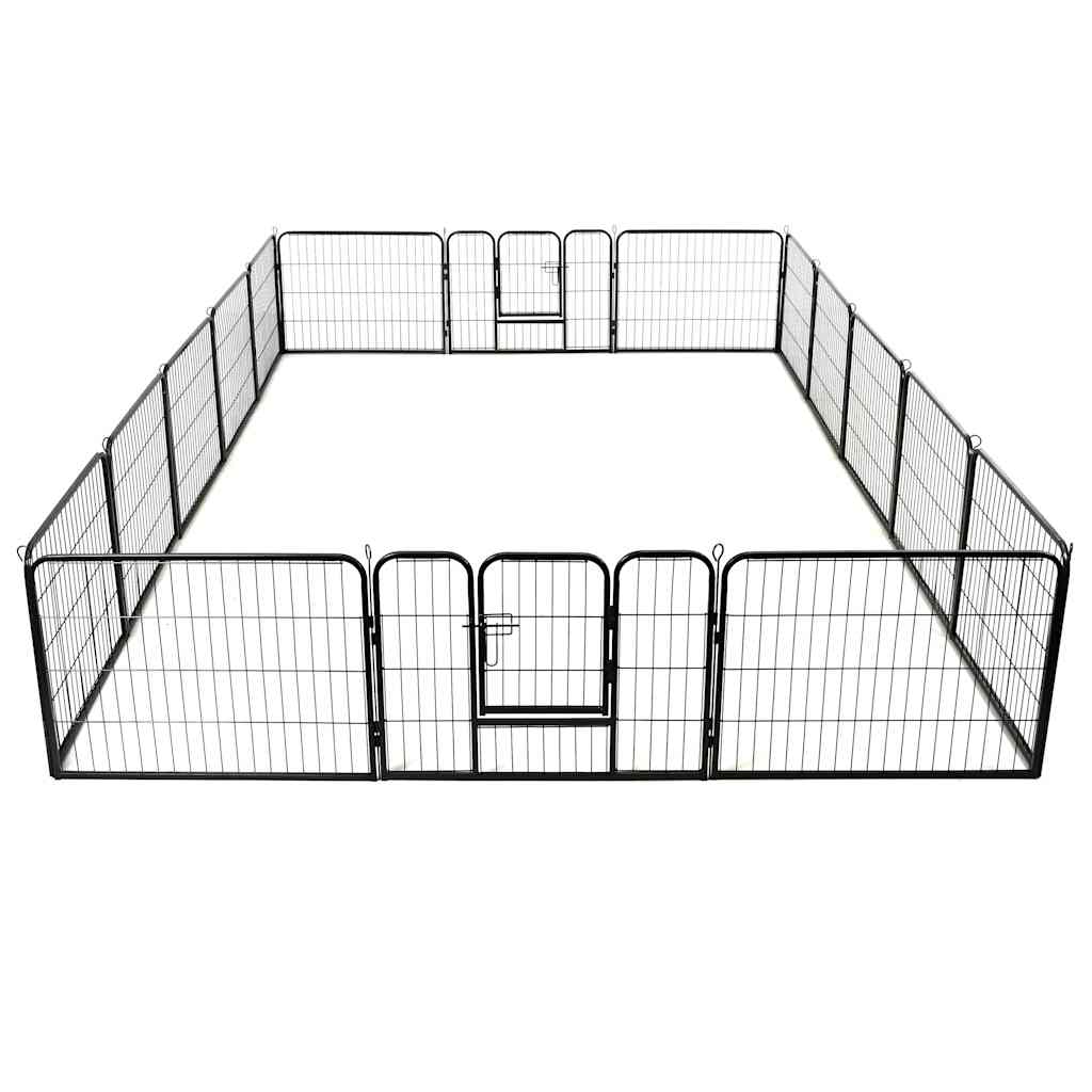 Hondenren met 16 panelen 60x80 cm staal zwart