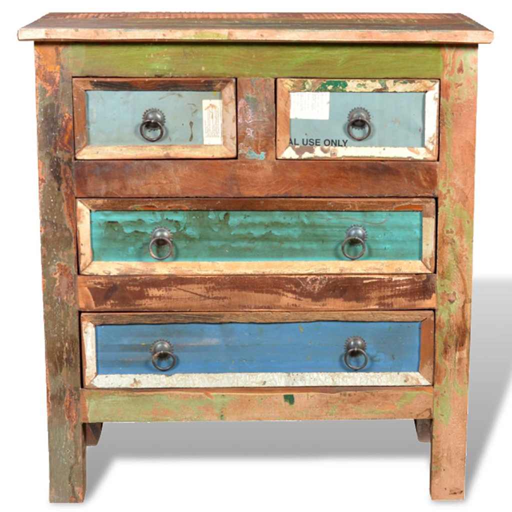 Kast met 4 lades massief gerecycled hout