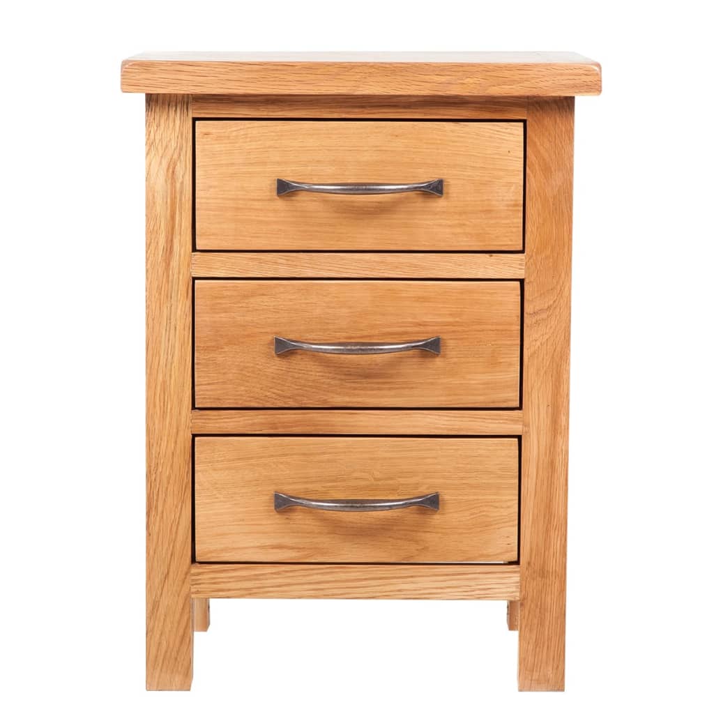 Nachtkastje met 3 lades 40x30x54 cm massief eikenhout