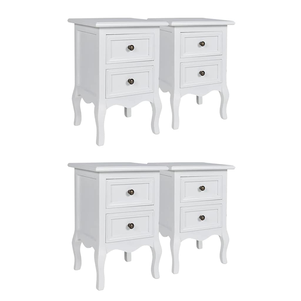 Nachtkastjes met 2 lades 4 st MDF Wit
