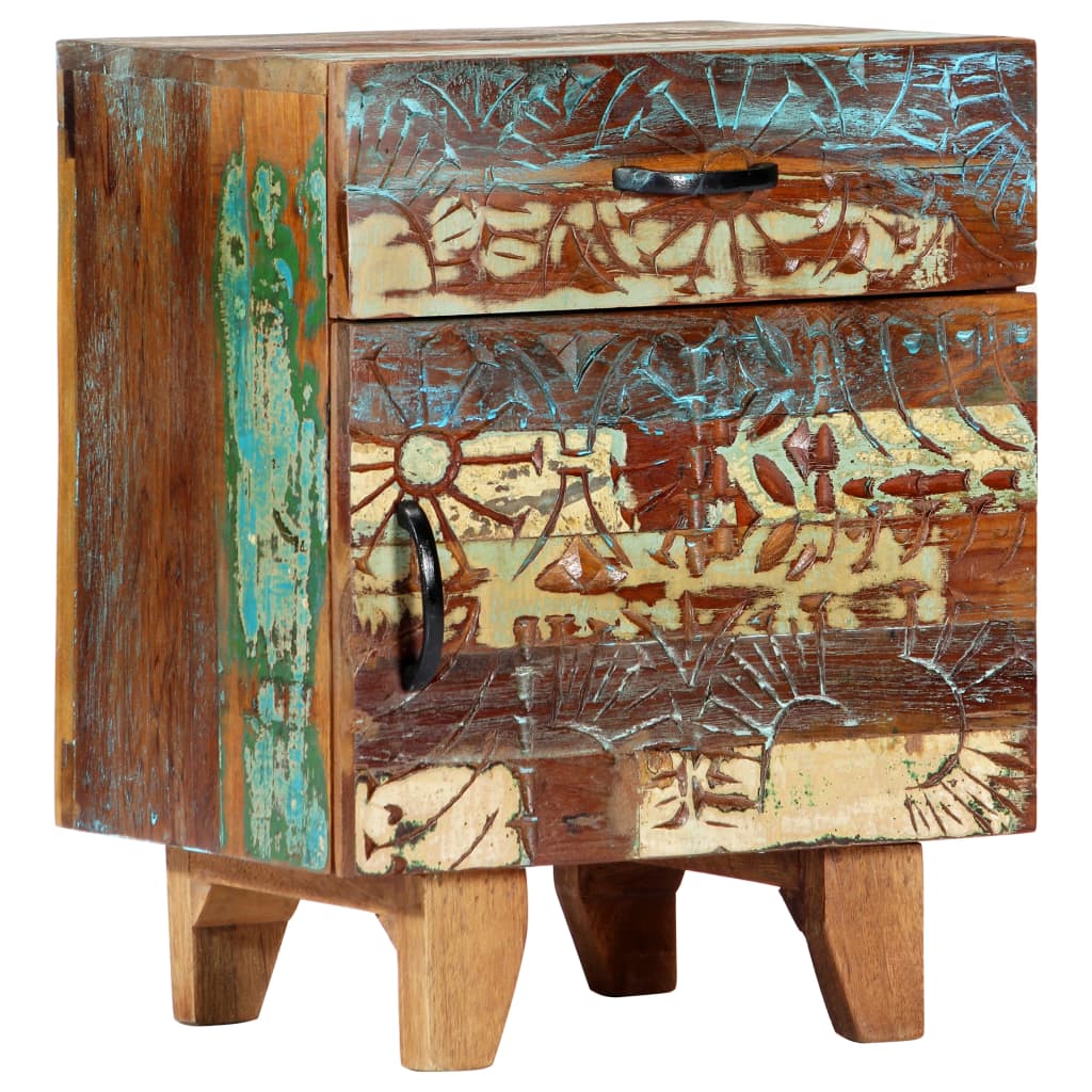Nachtkastje handgesneden 40x30x50 cm massief gerecycled hout