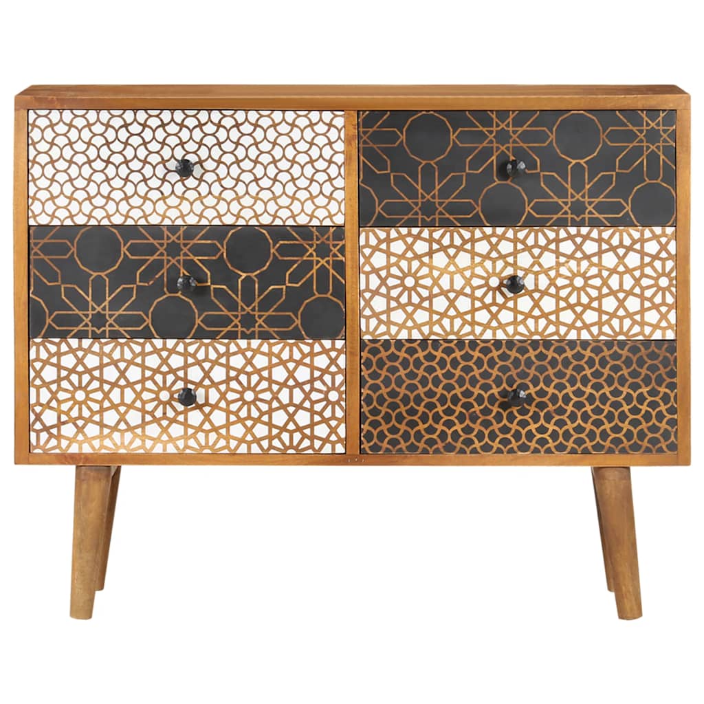 Dressoir met geprint patroon 90x30x70 cm massief mangohout