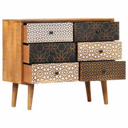Dressoir met geprint patroon 90x30x70 cm massief mangohout