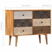 Dressoir met geprint patroon 90x30x70 cm massief mangohout