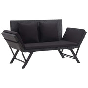 Tuinbank met kussens 176 cm poly rattan zwart