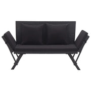 Tuinbank met kussens 176 cm poly rattan zwart