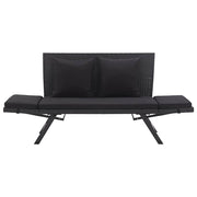 Tuinbank met kussens 176 cm poly rattan zwart