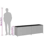 Tuinbox 200x50x60 cm poly rattan grijs