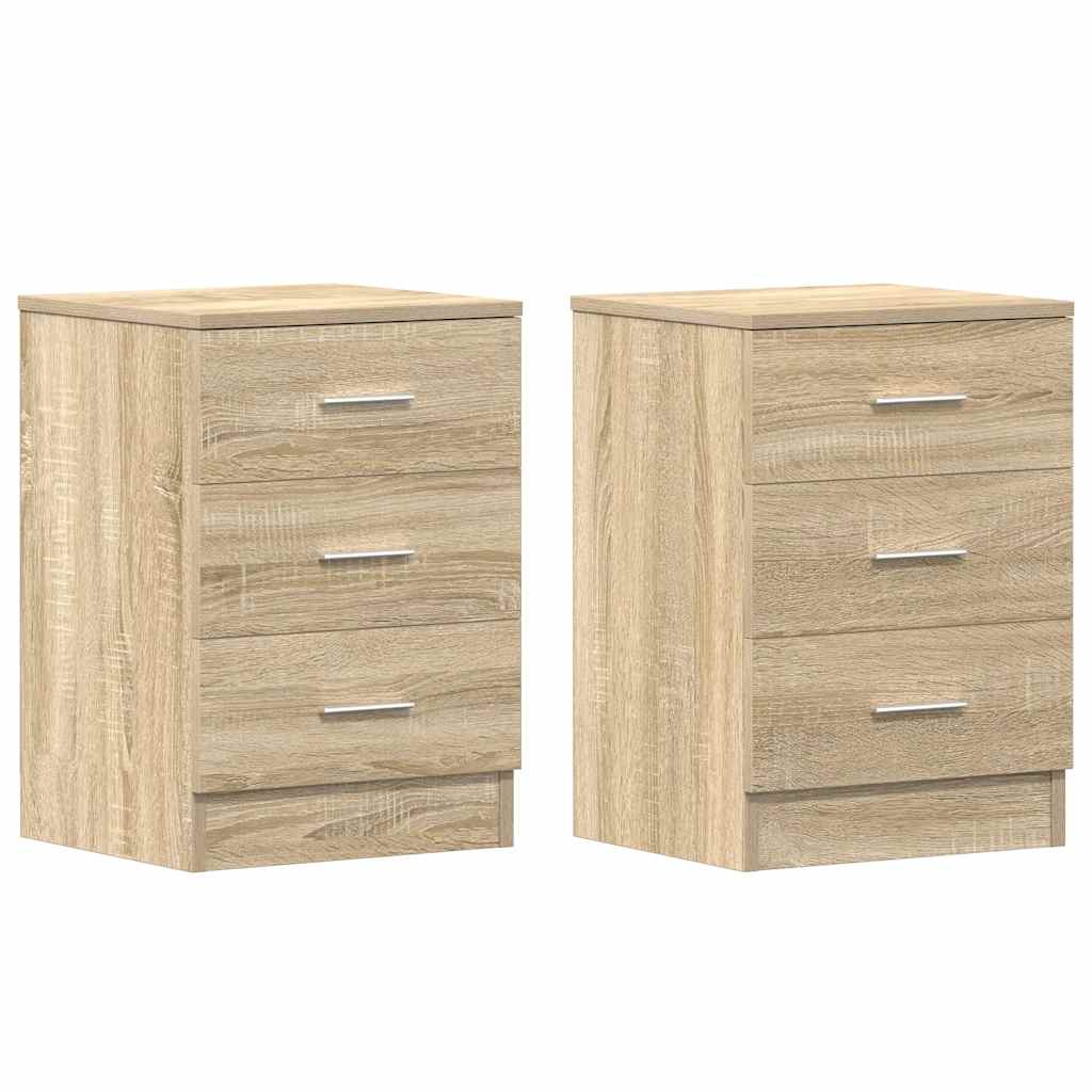 Nachtkastjes 2 st 38x35x56 cm bewerkt hout sonoma eikenkleurig