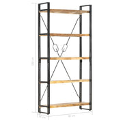Boekenkast met 5 schappen 90x30x180 cm massief mangohout