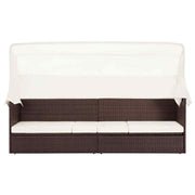 Tuinbank met luifel poly rattan bruin