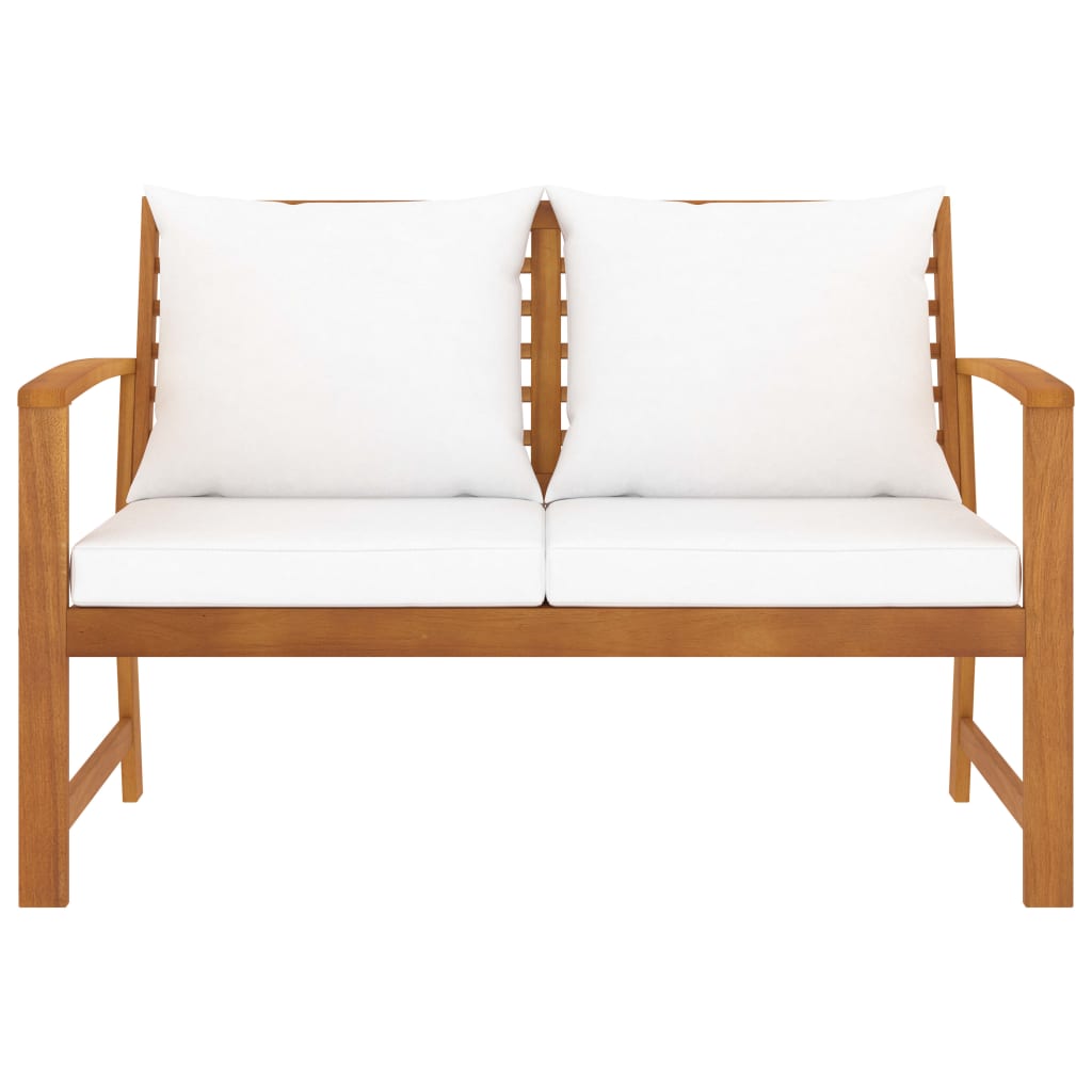 Tuinbank met crèmekleurig kussen 120 cm massief acaciahout