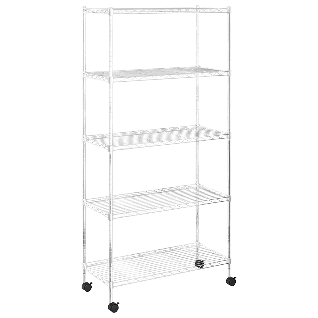 Opbergrek 5-laags met wielen 250 kg 75x35x155 cm chroomkleurig