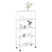 Opbergrek 5-laags met wielen 250 kg 75x35x155 cm chroomkleurig
