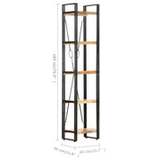 Boekenkast met 5 schappen 40x30x180 cm massief mangohout