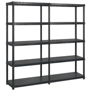 Opbergrek 5-laags 183x45,7x185 cm kunststof zwart
