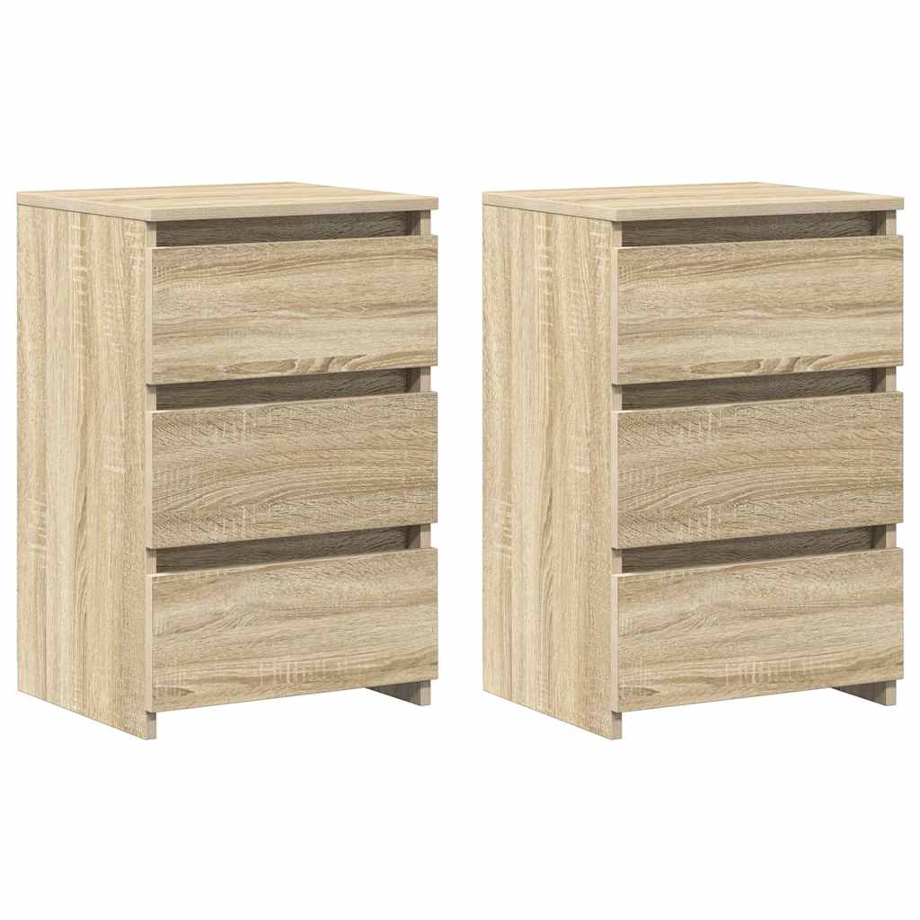 Nachtkastjes 2 st 40x35x62,5 cm bewerkt hout sonoma eikenkleur
