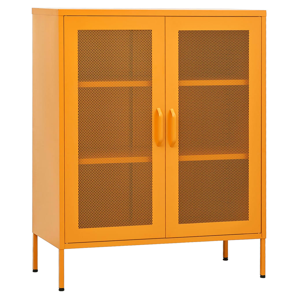 Opbergkast mosterdgeel 80x35x101,5 cm staal
