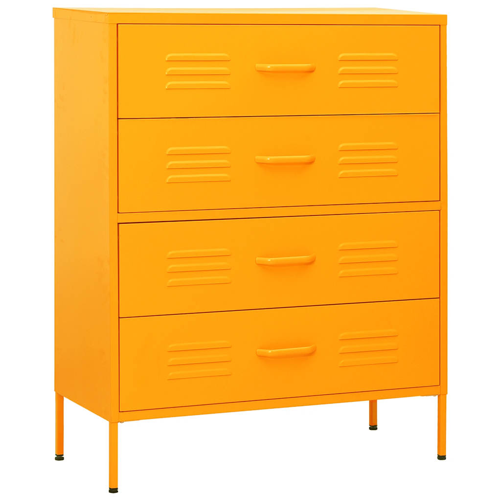 Ladekast 80x35x101,5 cm staal mosterdgeel