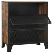 Opbergkast 72x36x82 cm metaal en MDF rustiek bruin