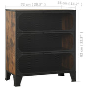 Opbergkast 72x36x82 cm metaal en MDF rustiek bruin