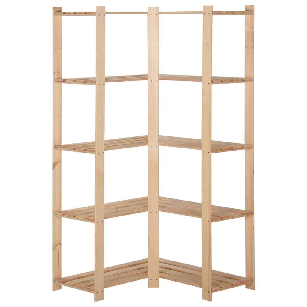 Hoekopbergrek 5-laags 82,5x82,5x170 cm massief grenenhout