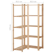 Hoekopbergrek 5-laags 82,5x82,5x170 cm massief grenenhout