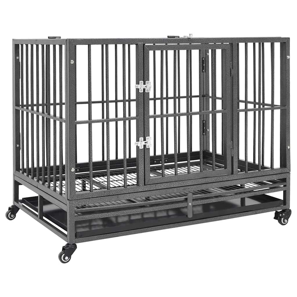 Hondenbench met wielen 92x62x76 cm staal