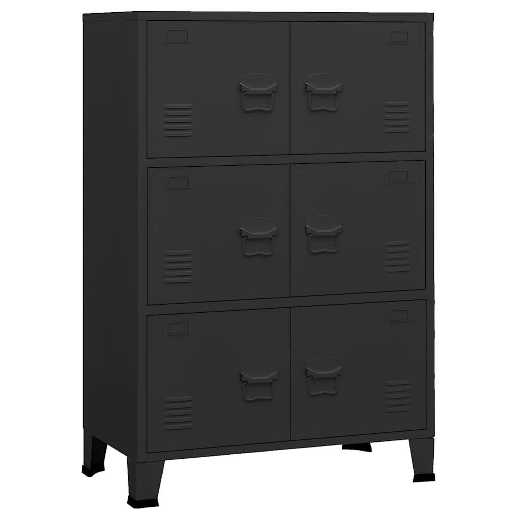 Opbergkast industrieel 75x40x115 cm metaal zwart