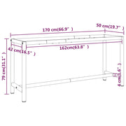 Werkbankframe 170x50x79 cm metaal matzwart en matrood