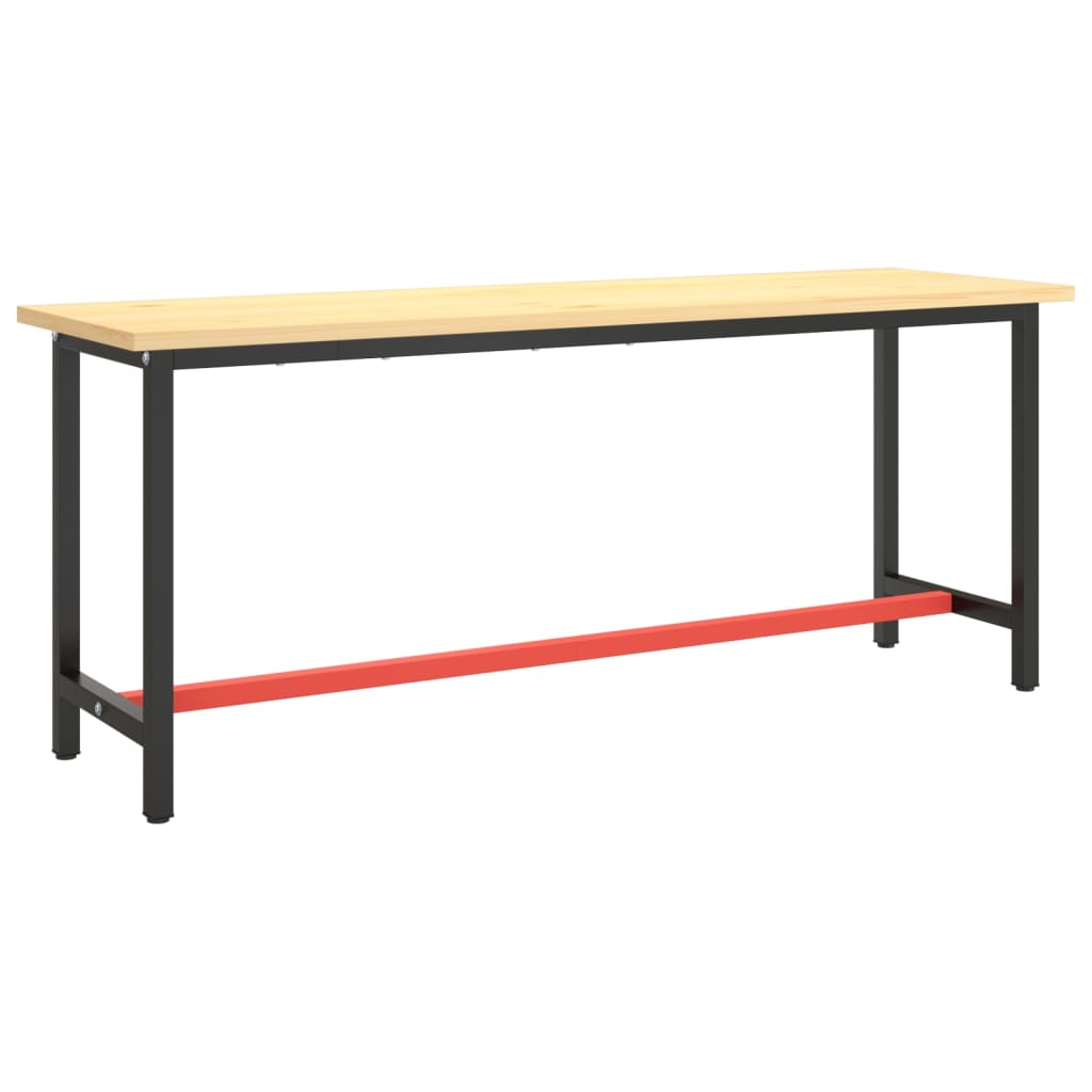 Werkbankframe 190x50x79 cm metaal matzwart en matrood