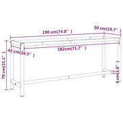 Werkbankframe 190x50x79 cm metaal matzwart en matrood