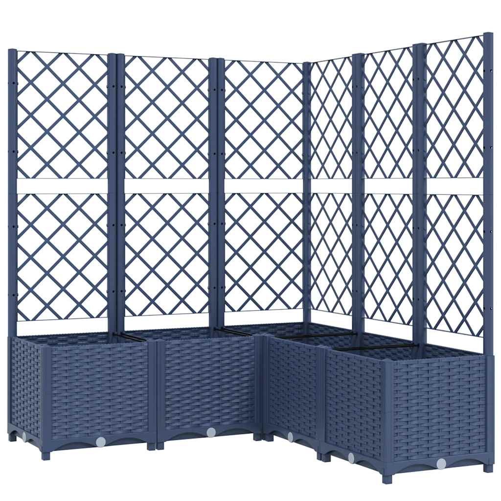 Plantenbak met latwerk 120x120x136 cm polypropeen blauwgrijs