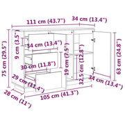 Dressoir 111x34x75 cm massief grenenhout wit