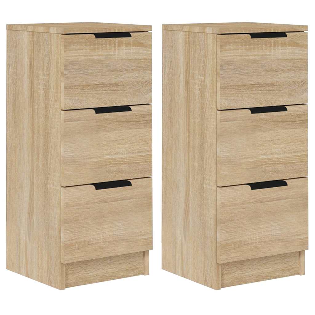 Dressoirs 2 st 30x30x70 cm bewerkt hout sonoma eikenkleurig
