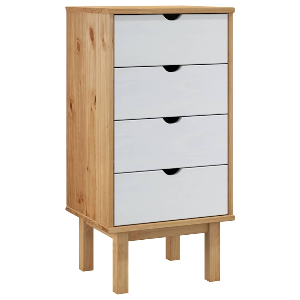 Ladekast OTTA 45x39x90 cm massief grenenhout bruin en wit