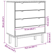 Ladekast OTTA 76,5x39,5x90 cm massief grenenhout