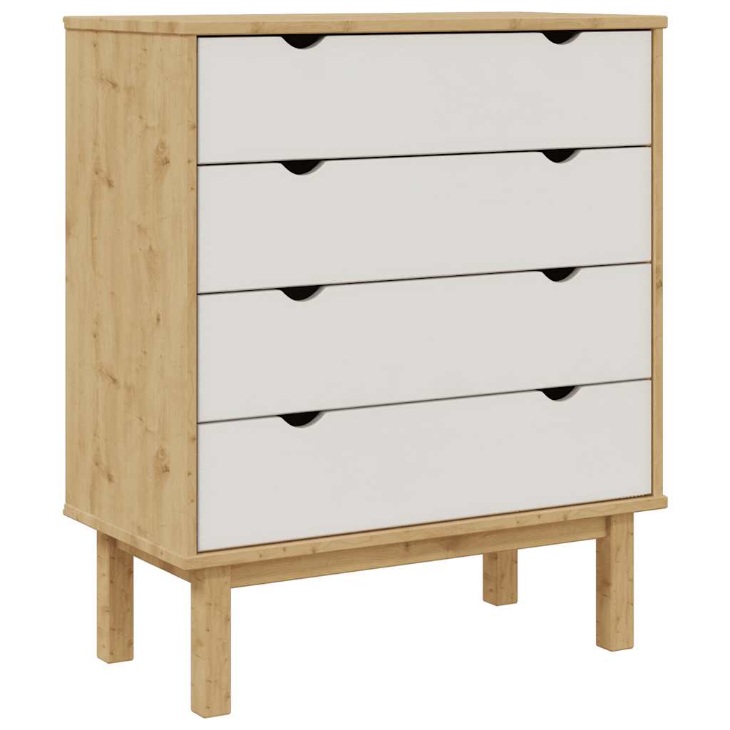 Ladekast OTTA 76,5x39,5x90 cm massief grenenhout bruin en wit