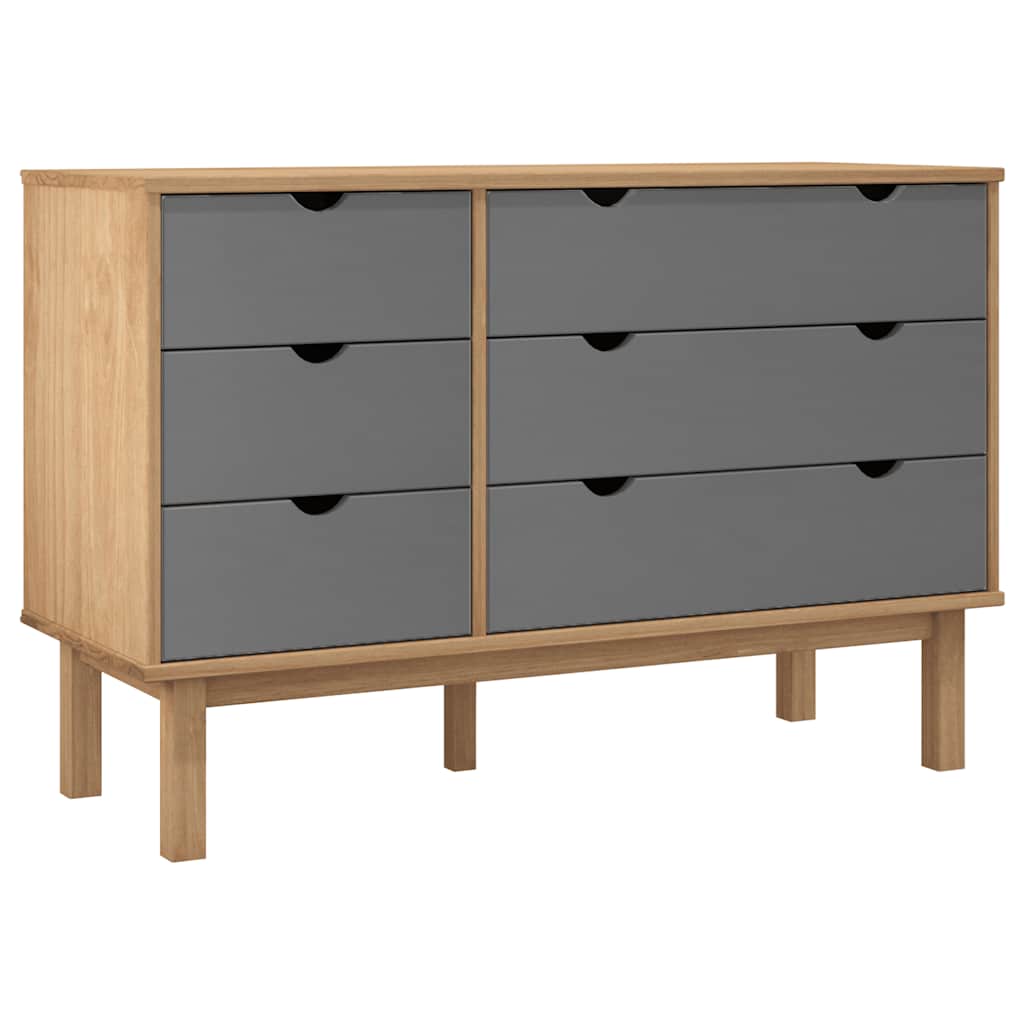 Ladekast OTTA 111x43x73,5 cm grenenhout bruin en grijs